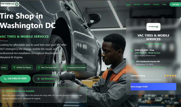 VAC Tires website designed by SolHybridTech